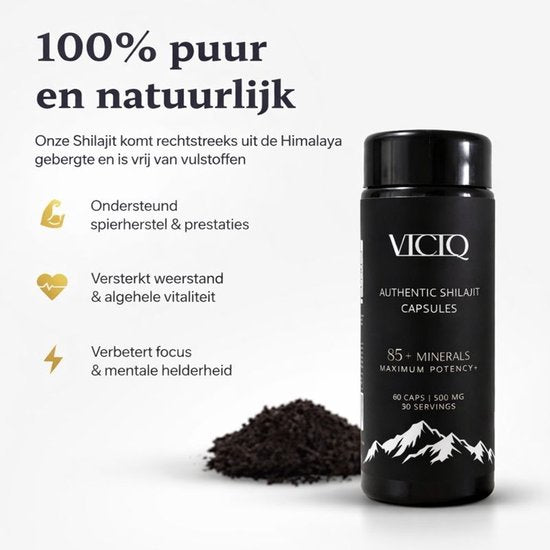 viciq Authentic Shilajit Capsules 500MG Extra sterk 10:1 Extract