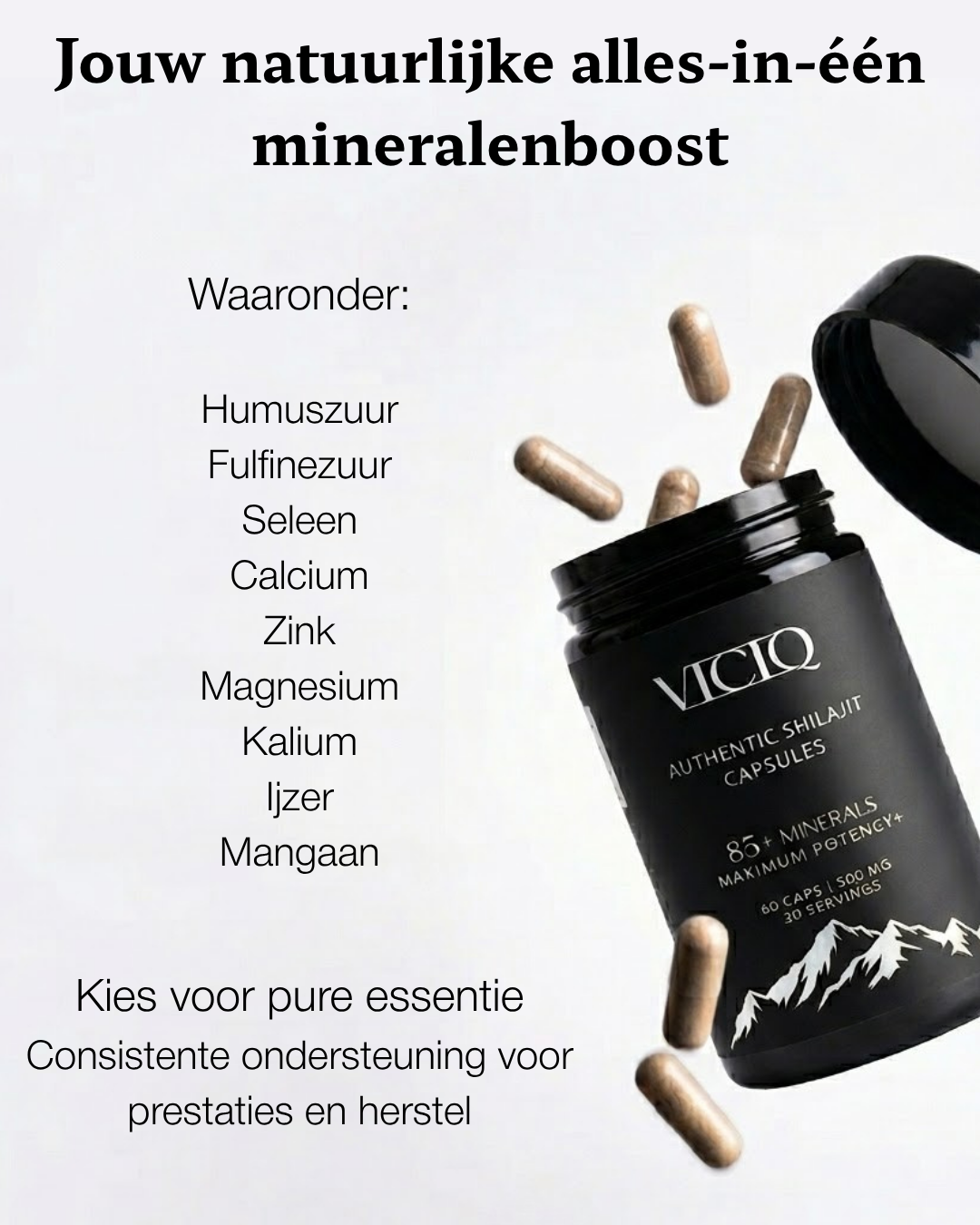 viciq Authentic Shilajit Capsules 500MG Extra sterk 10:1 Extract
